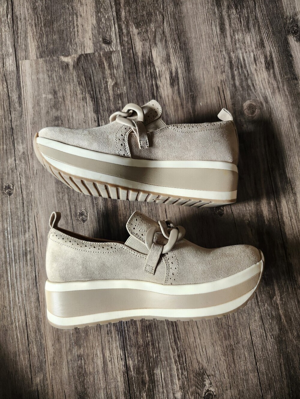 Mad Love Beige Platform Slip-On Shoes with Decorative Chain - Picture 3 of 8